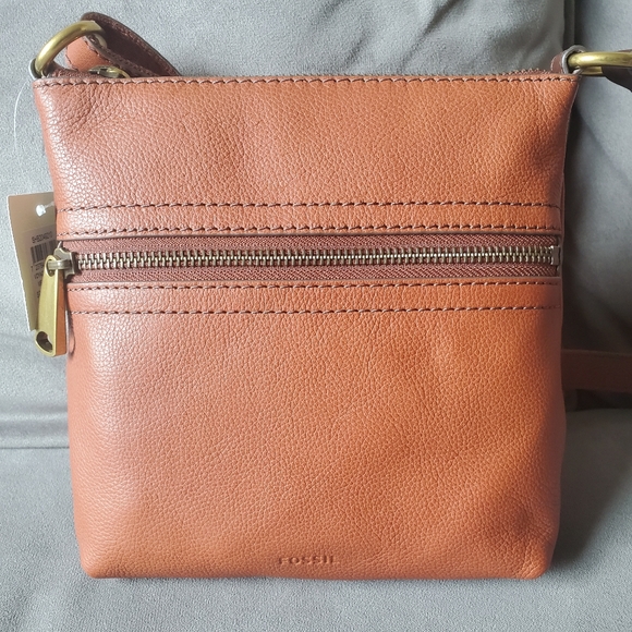 Fossil Voyager Small Brown Leather Crossbody Bag - Picture 3 of 12